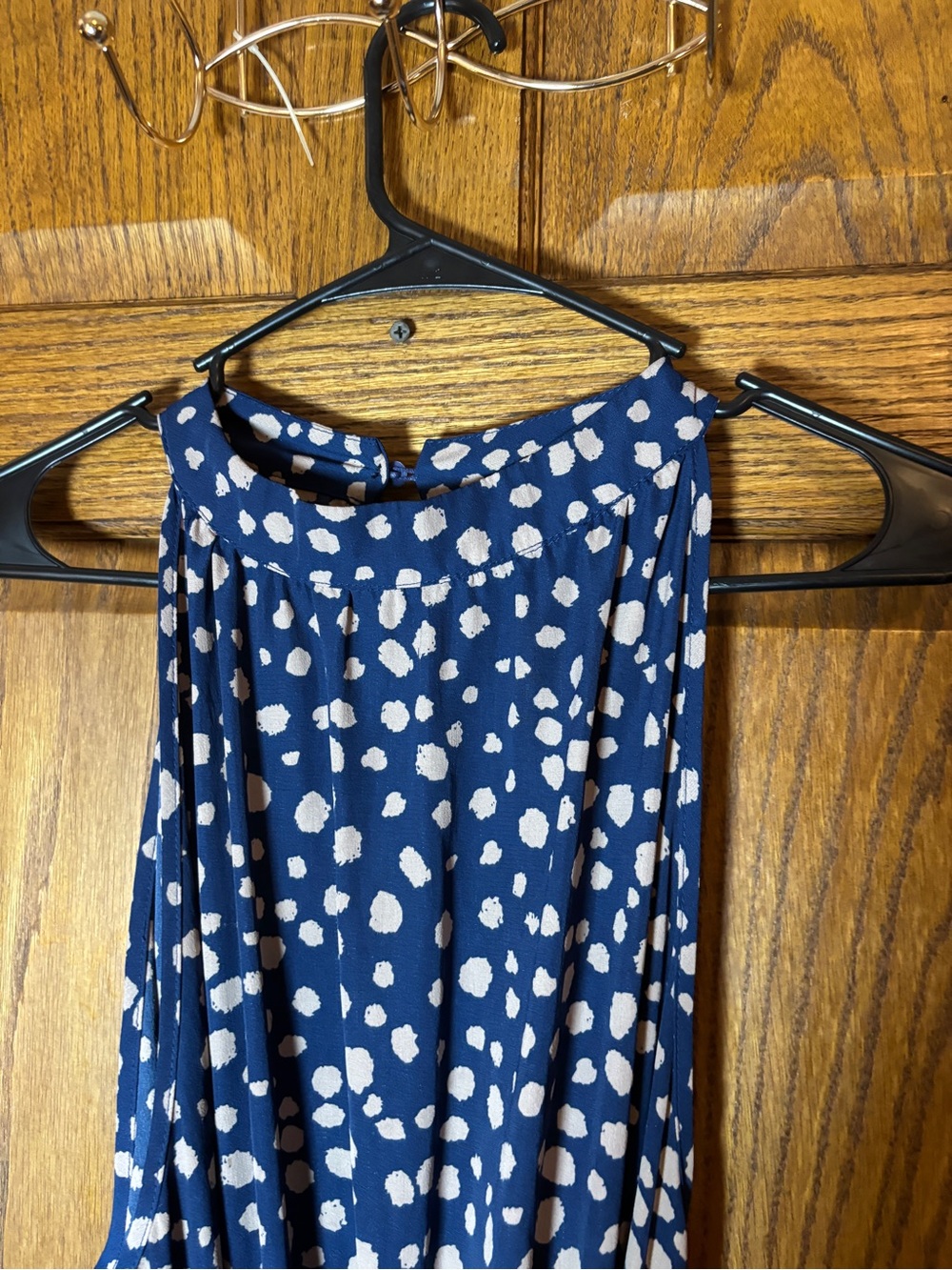SHEIN Navy Blue and White Printed Pleated Maxi dress